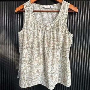 Chico's Beige Abstract Sleeveless Blouse
